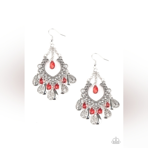 Red and silver necklace set - Picture 5 of 6